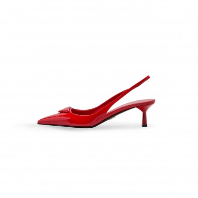 PRADA 55 PATENT LEATHER SLINGBACK PUMPS 
